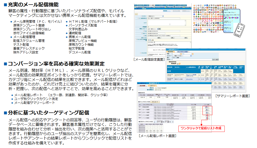 豊富な機能でメールマーケティングをサポート